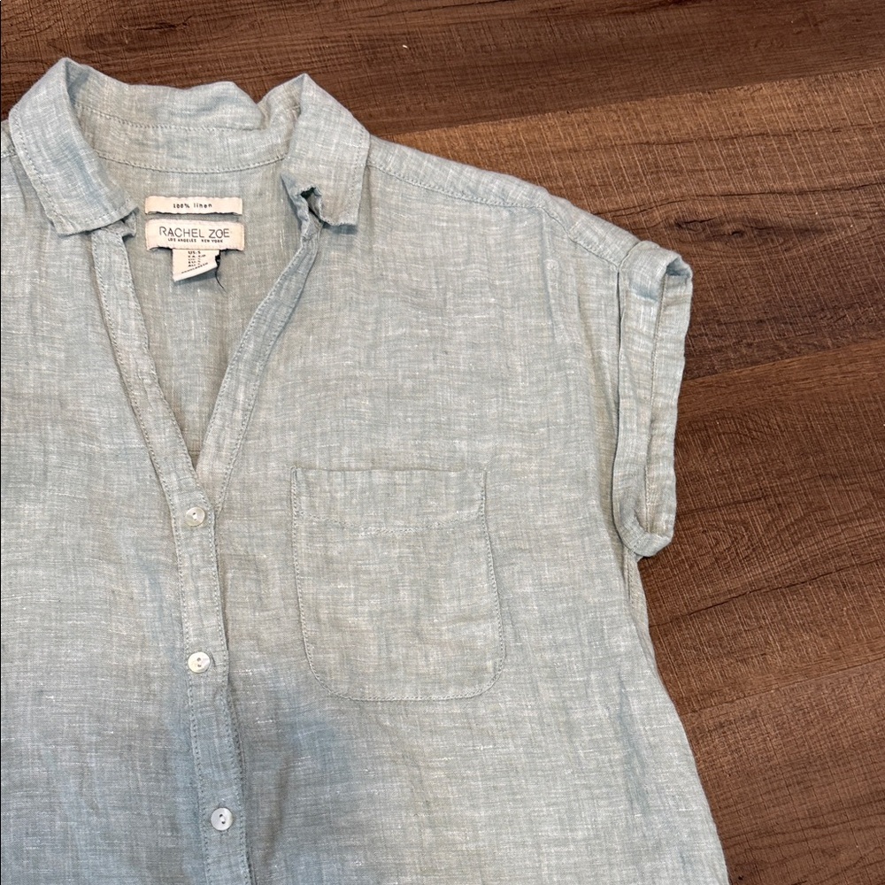 Rachel Zoe 100% linen Button Down blouse - Picture 5 of 9